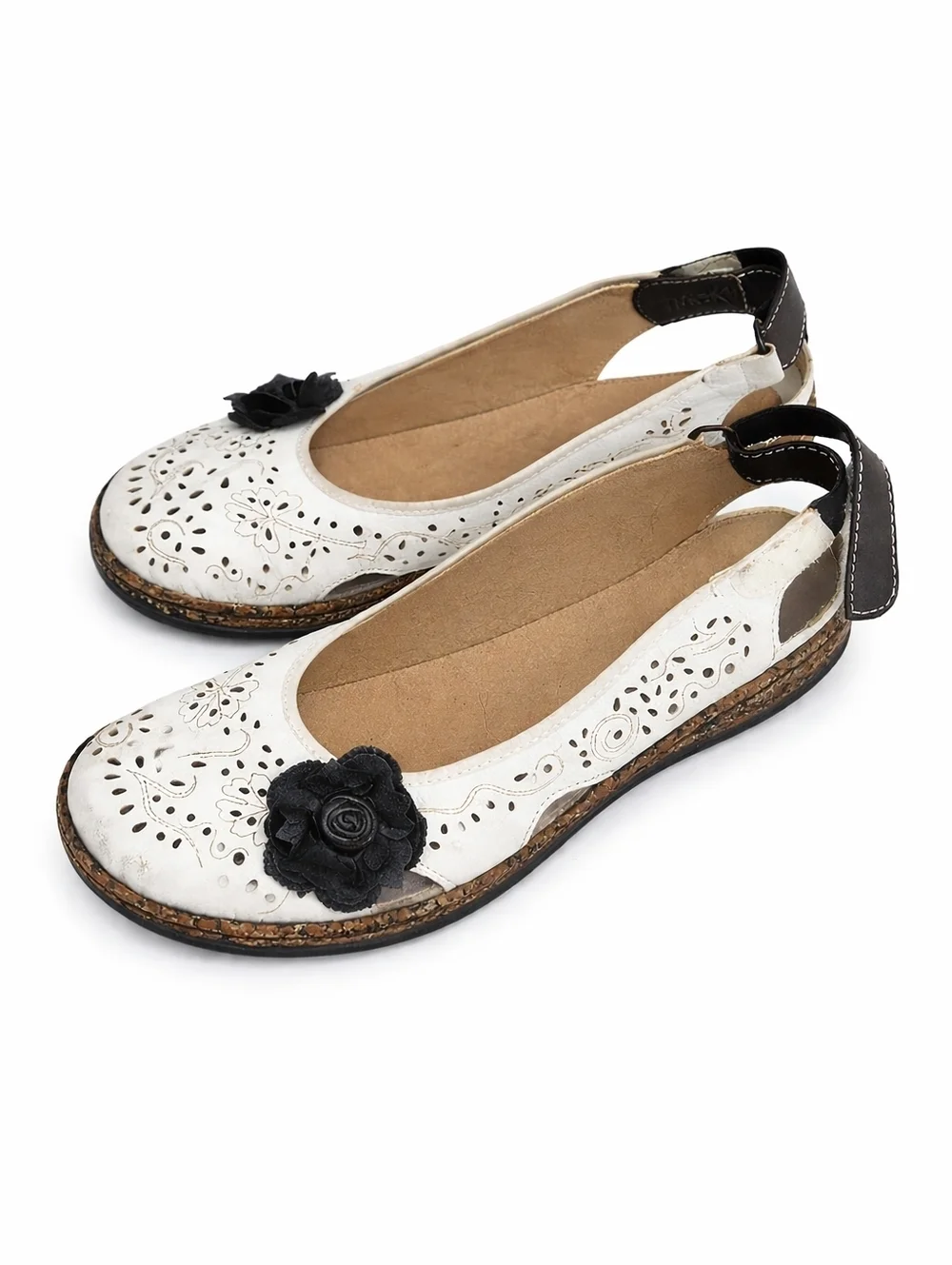 Rieker leather cut out floral‎ sling backs 37/6